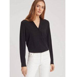 NWT Cuyana 100% Silk Wrap Blouse, Black Size XS
